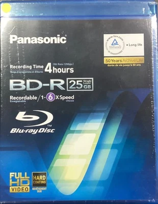 Panasonic BD-RE Rewritable/Recording Blu-ray Disc~25GB Full HD~NEW & SEALED - Image 1 of 2