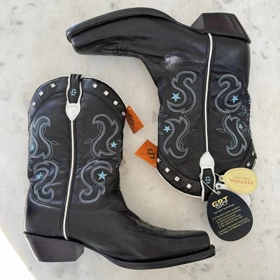 Nueva bota Stetson Roxy para mujer 11 negra turquesa bordada estrás $268  Foto 1 de 4