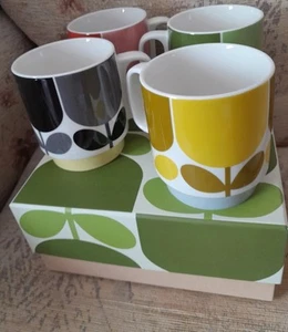 Orla Kiely Set Of 4 Flower Stackable Mugs - Brand New In Box - Picture 1 of 13
