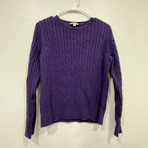 Suéter Clásico Tejido con Cable Púrpura ST JOHNS BAY Talla L - Imagen 1 de 7