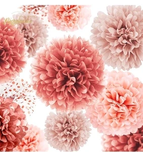 12 PEZZI Pom di Carta Fazzoletto Oro Rosa per Fidanzamento Festa Matrimonio Compleanno - Foto 1 di 5