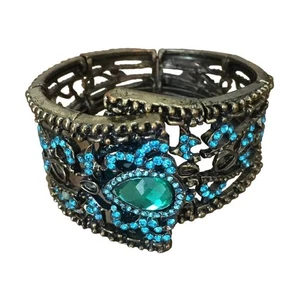 Bracciale Capri in ottone stile antico con zirconi blu - Foto 1 di 4