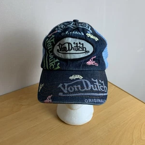 VON DUTCH Blue Logo Denim Mesh Trucker Snapback Cap Adjustable Hat Unisex - Picture 1 of 8