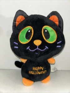 "American Greetings gato negro 8"" peluche animal Halloween verde naranja" - Imagen 1 de 5