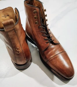 Oliver Sweeney Boots Derby Iglesham Burnished Cognac Mens Size 9.5 Calf Leather - Picture 1 of 11