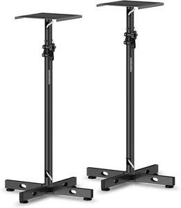 Set of 2 Studio Monitor Stands Adjustable Height Speaker with Black - Picture 1 of 7