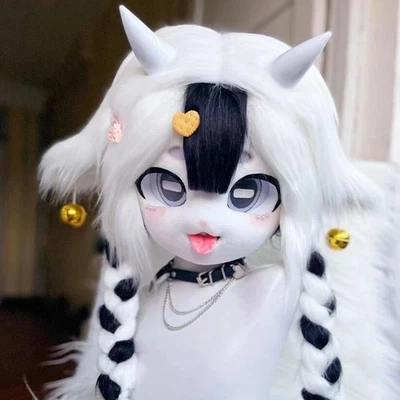 Fursuit Long Fur Husky Fox Mascot Head Party Halloween Fur Cosplay @201 - Image 1 of 3