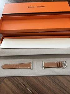 Apple Watch Hermès Leather Band Brown Gold High Quality Replacement Strap - Zdjęcie 1 z 5
