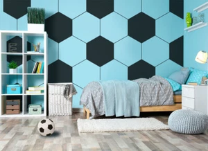 Fútbol Bola Patrón Hexágonos, Niños Fútbol Dormitorio Tema Mural para Pared - Imagen 1 de 7