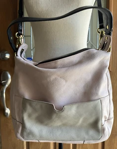 OrYany Adele Leather Hobo Handbag Blush pink Tan Colorblock Slouchy Crossbody - Picture 1 of 10