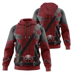 BG Deadpool Hoodie 3D Print Pullover Hooded Long Sleeve Tops Blouse with Pocket - Picture 1 of 2