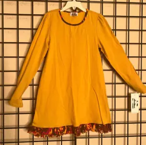 NEW NWT Igloo Island Mustard/Pink-Yellow Print Super Soft knit Swing Dress-7/8Y - Picture 1 of 9