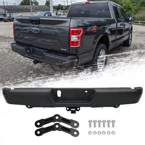 Black Complete Rear Bumper Assembly w/ Max Tow Hitch For 2015-2020 Ford F-150 - Picture 1 of 16