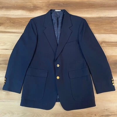 Blazer vintage Oakton para hombre 40S azul marino 2 botones dorados Perma-Prest chaqueta deportiva Foto 1 de 4