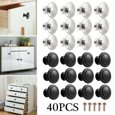 2-40PCS Solid Round Antique Cabinet Drawer Cupboard Kitchen Door Knobs Handles - Image 1 of 4