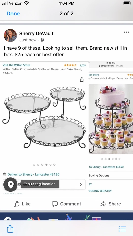 3 tier cake stand - Image 1 of 1