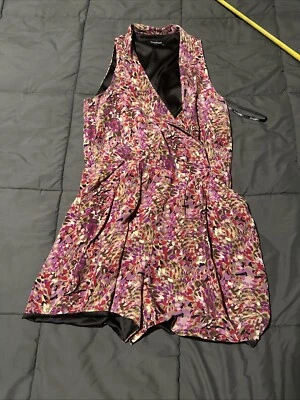 Y2K Bebe женщин Детский комбинезон джемпер размер Med розовый мульти 100% шелк акварель цельный - Изображение 1 из 4