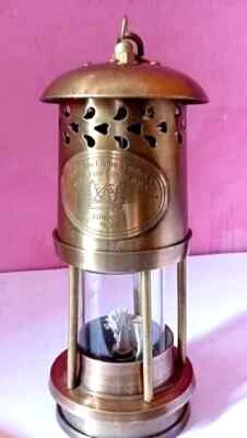 Brass Lamp Polished Brass Ship Lantern Maritime Miners Oil Lamp - Image 1 of 4