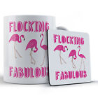 Animal Pun, Flamingo, Pink "Flocking Fabulous" - Gift Mug & Coaster