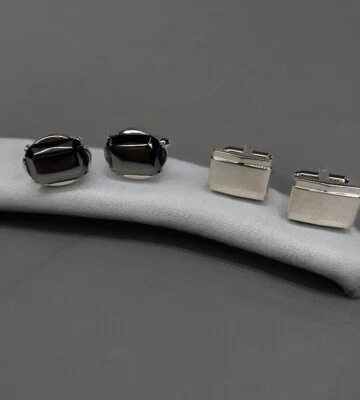 Gemelos Vintage, Lote de 2, SWANK & Sin Marca Marcasita y Tonos Plateados Metal Foto 1 de 4