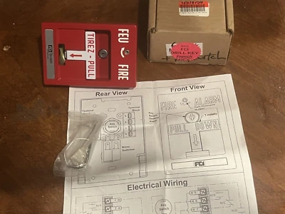 FRENCH FCI FIRE CONTROL INSTRUMENTS MPS-2CC PULL ALARM RSG  RED DRILL KEY/HEX - Image 1 of 3