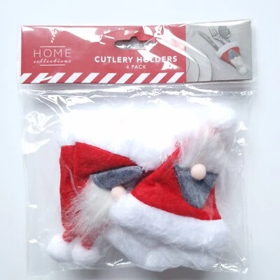 Christmas Cutlery Set Holder Santa Hat Table Decoration PACK OF 4 - 6cm x 12cm - Image 1 of 4