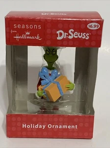 NEW Seasons From Hallmark Dr. Seuss Grinch w Present Christmas Holiday Ornament - Picture 1 of 4