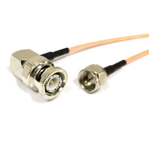 BNC male right angle to F type male RF coax cable adapter RG316 15cm for CCTV