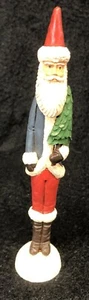 Jim Shore Temprano Raro 1991 Lápiz Arte Popular Santa Chaqueta Azul Árbol de Navidad 2108 - Imagen 1 de 6
