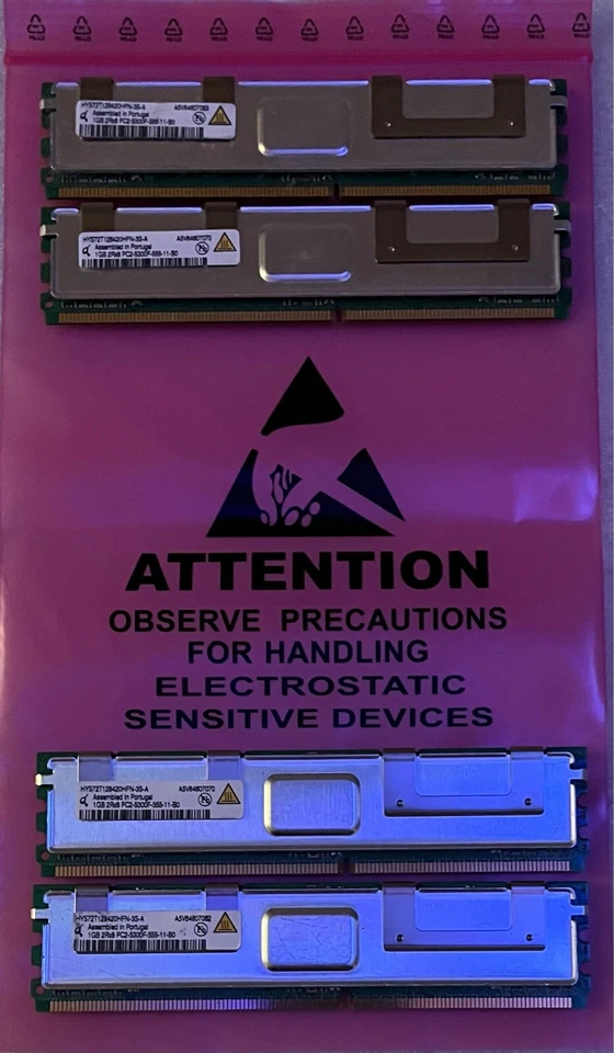 Qimonda HYS72T128420HFN-3S-A 1GB PC2-5300F Full Buff ECC DDR2-667 Memory. 4 pcs. - Image 1 of 1