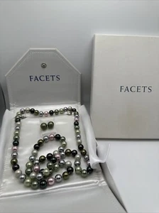 Beautiful Facets Multi Colored 10mm Faux Pearl Necklace & Earrings Set - Picture 1 of 10