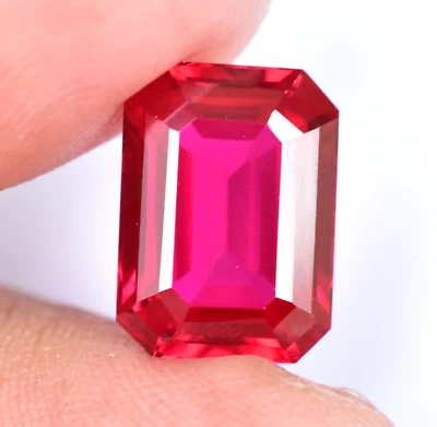 Natural MOZAMBIQUE Blood Red Ruby 9.80 CT Certified Emerald Cut Loose Gemstone - Image 1 of 4