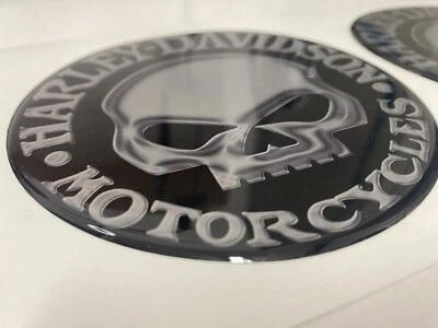 ADESIVI RILIEVO 3D HARLEY DAVIDSON SKULL BASE SILVER 120 MM.
