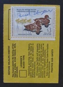 RW27 - 1960 Federal Duck Stamp on Illinois Hunting License - Picture 1 of 2
