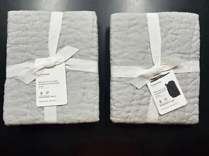 Pair Pottery Barn Belgian Linen Handcrafted Quilted Standard Shams Soft Grey - Picture 1 of 4