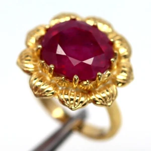 Gemstone Heated 11 x 12 MM. Red Ruby Jewelry Ring 925 Sterling Silver Size 7.25 - Picture 1 of 4