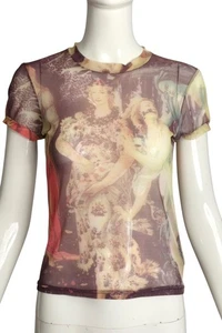 CASADEI- 1990s Printed Mesh Top, Size 4 - Picture 1 of 6