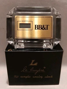 Vintage La Bruyere BB&T Acrylic Desk Clock Branch Banking And Trust In Box - Picture 1 of 8