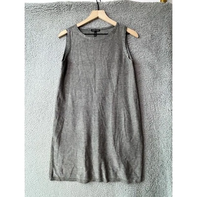 Vestido Eileen Fisher Mini Tank XS Lana Sin Mangas Rayas Cuadrado Mínimo Gris Negro Foto 1 de 4