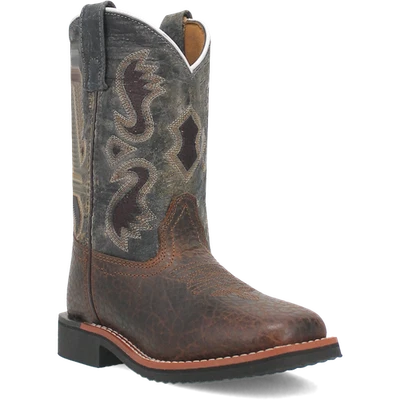 Dan Post Youth Creek Leather Brown & Blue Western Boots DPC3825 - Image 1 of 4
