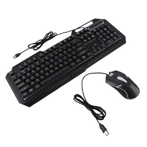 Wired Keyboard Mouse Combo 1200DPI RGB Light Ergonomic 104 Keys Aluminum Alloy - Picture 1 of 22
