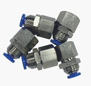 Bulkhead  Push to connect 5/32 (4mm) tube OD-1/8NPT  One Touch fitting, 5 pcs - Picture 1 of 2
