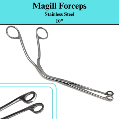 Stainless Steel Magill Catheter Forceps 10" Adult Standard Closed Tips EMT - Image 1 of 4