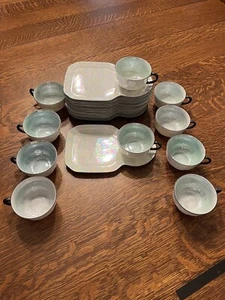 Unglaubliche SELTENE Glanzbekleidung Made in Germany 20-teiliges Snack-Set 10 Teller 10 Tassen - Bild 1 von 9