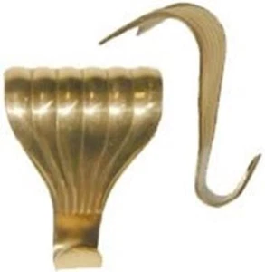 Scalloped Stamped Brass Victorian Picture Moulding Hook - Picture 1 of 1