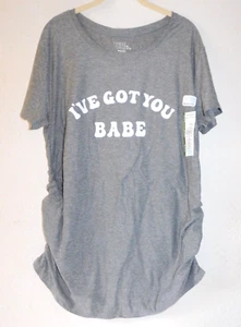 Maternity Shirt Large 12-14 Gray I've Got You Babe - Picture 1 of 5