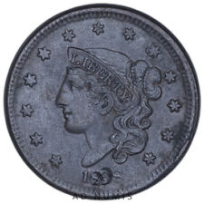 USA One Cent 1838 Liberty Matron Head Philadelphia XF Rame Moneta US