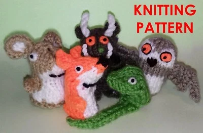 KNITTING PATTERN 504: 5 Gruffalo style finger puppets, 2 sizes, to knit yourself