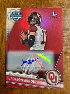 Jackson Arnold 2023 Bowman Chrome University Oklahoma 1st AUTO RED REFRACTOR /5