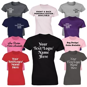 Personalised Ladies T Shirt Customise Your Text Logo Name or Business Name - Picture 1 of 27